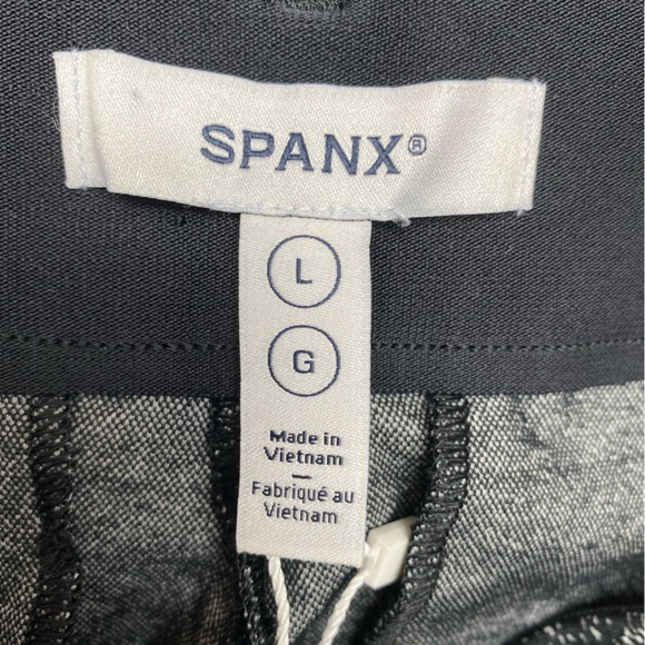 SPANX TALL Ponte Barrel Pant Jacquard Large Long Black Herringbone NEW with Tag - Picture 8 of 9